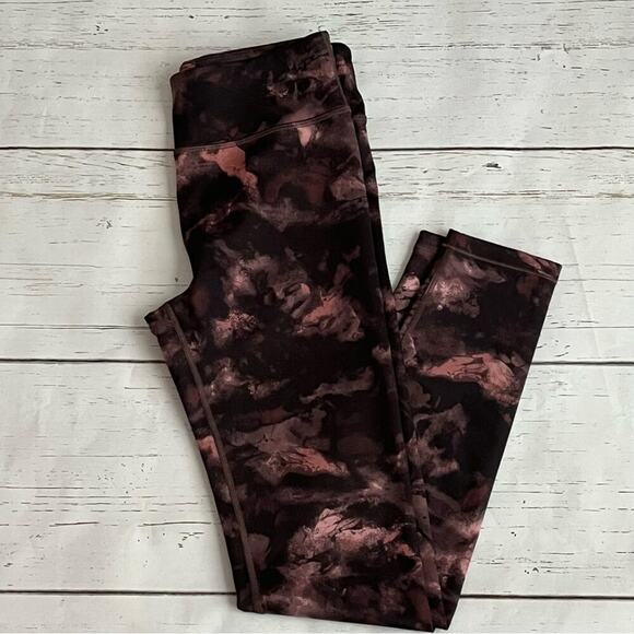 Athleta Girls Printed Chit Chat Tight Size XXL/16 Brown Leggings High Rise - Picture 3 of 5